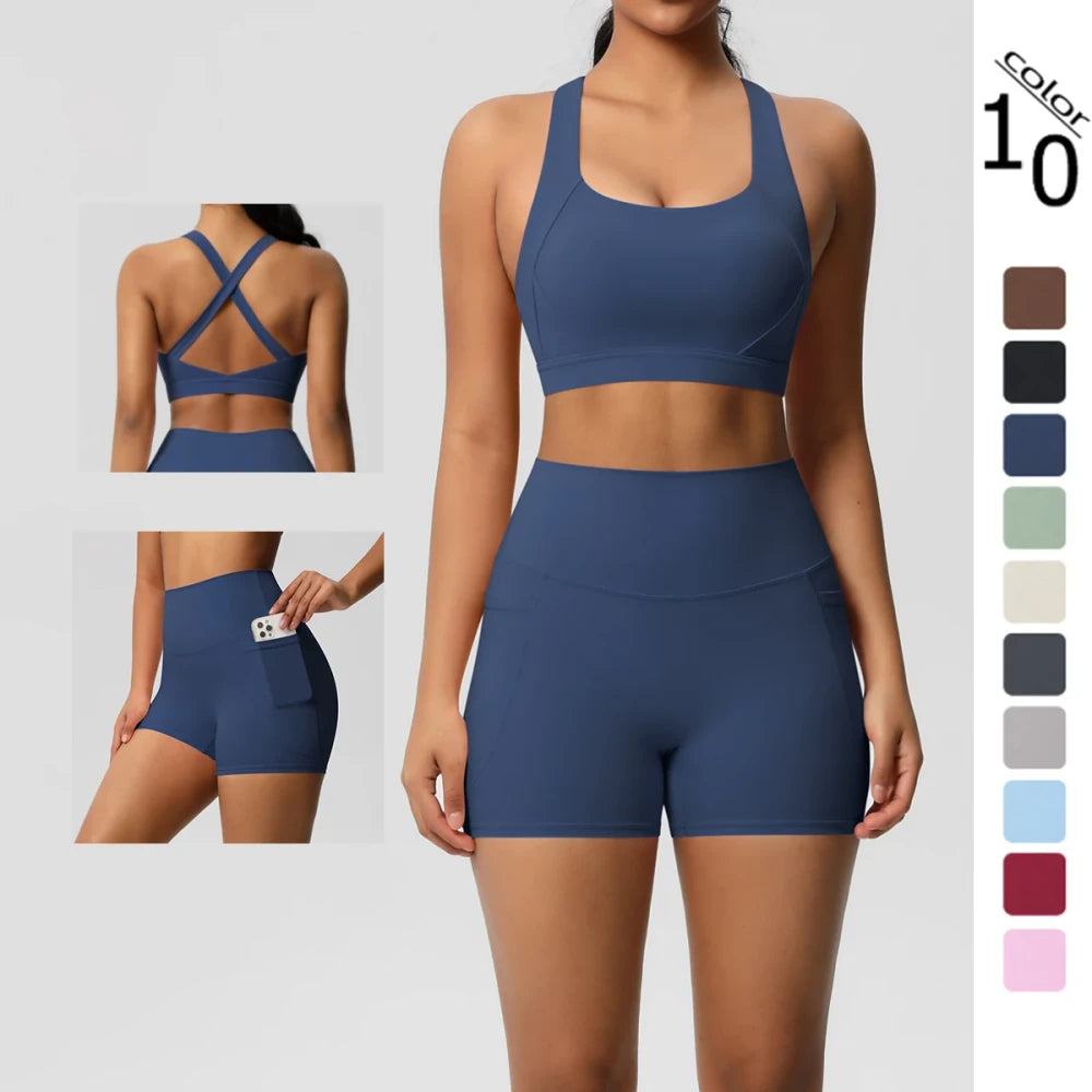 Crossover Bra and Leggings Sports Set