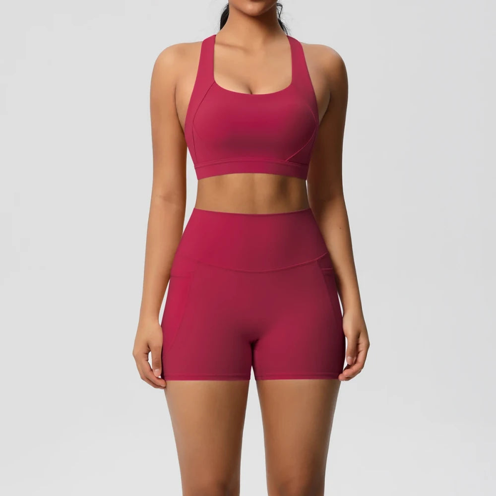 Crossover Bra and Leggings Sports Set