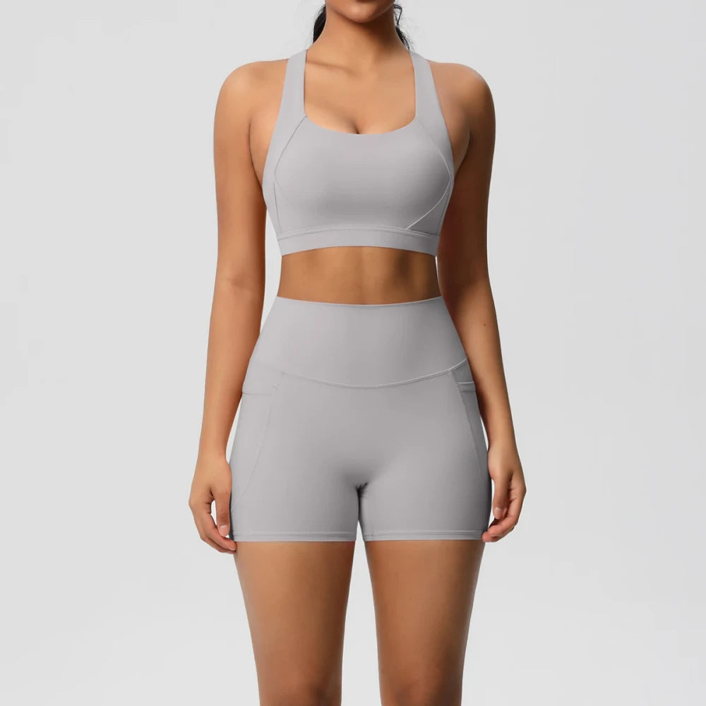 Crossover Bra and Leggings Sports Set