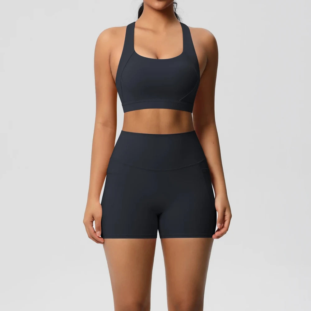 Crossover Bra and Leggings Sports Set