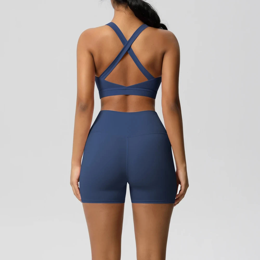 Crossover Bra and Leggings Sports Set
