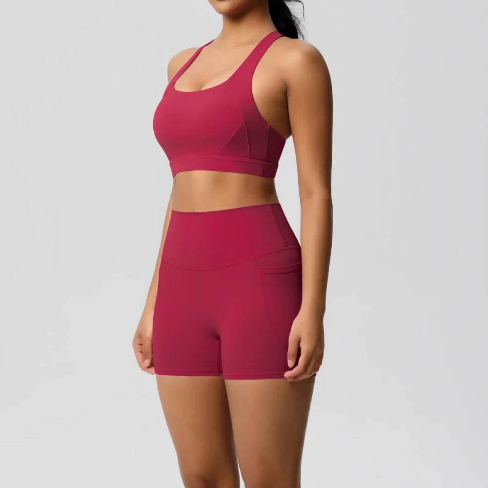 Crossover Bra and Leggings Sports Set