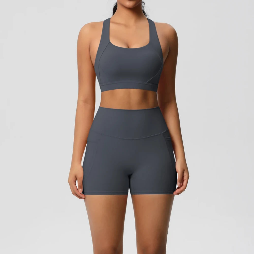 Crossover Bra and Leggings Sports Set