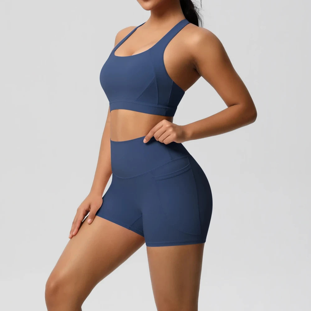 Crossover Bra and Leggings Sports Set