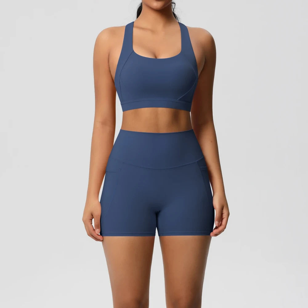 Crossover Bra and Leggings Sports Set