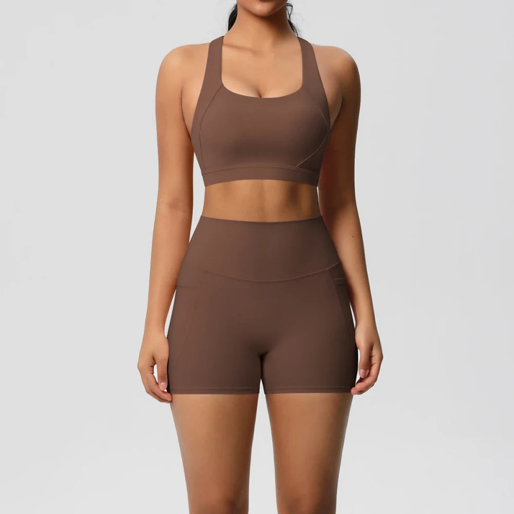 Crossover Bra and Leggings Sports Set