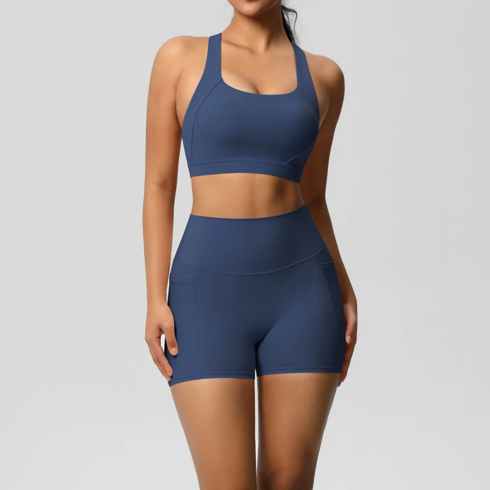 Crossover Bra and Leggings Sports Set