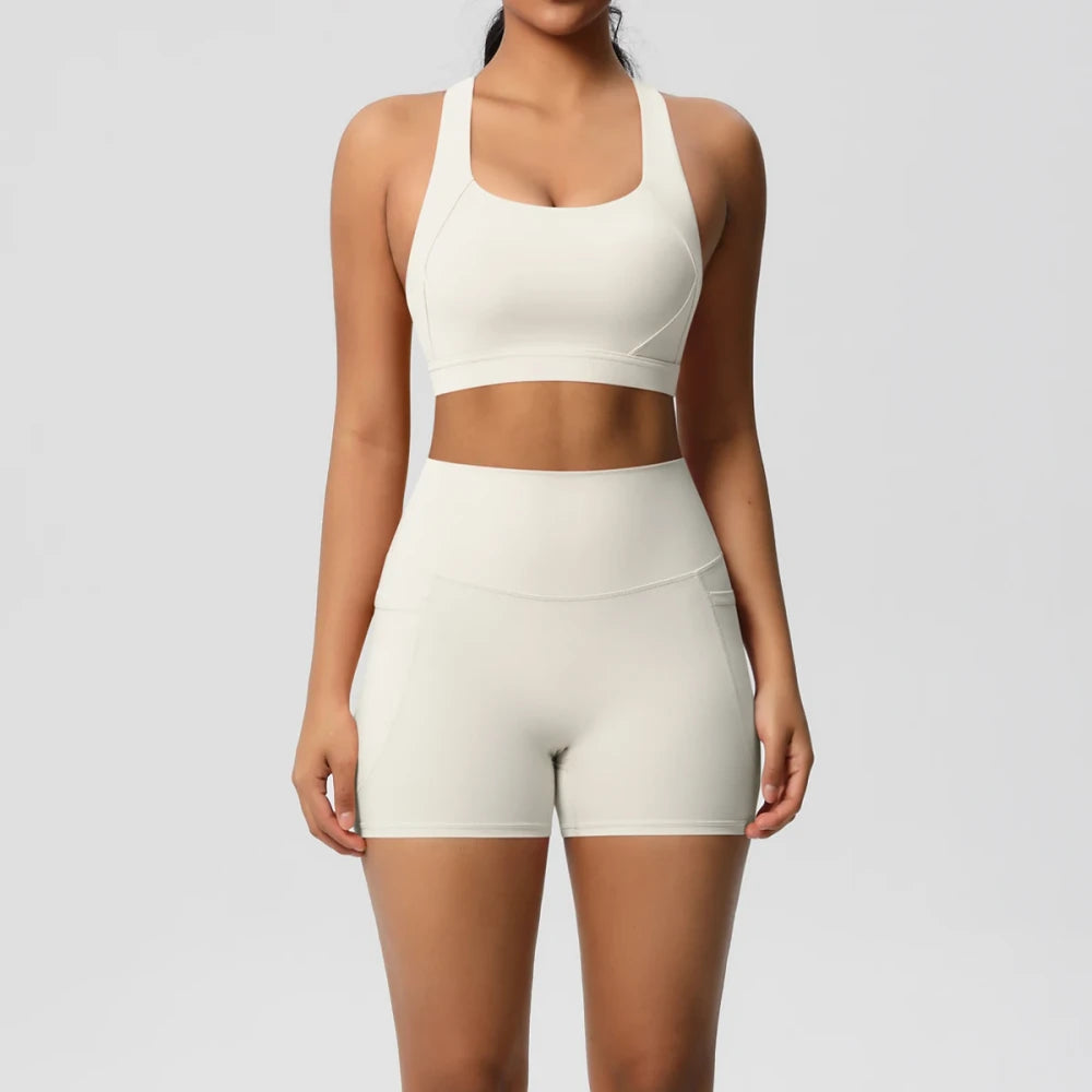 Crossover Bra and Leggings Sports Set