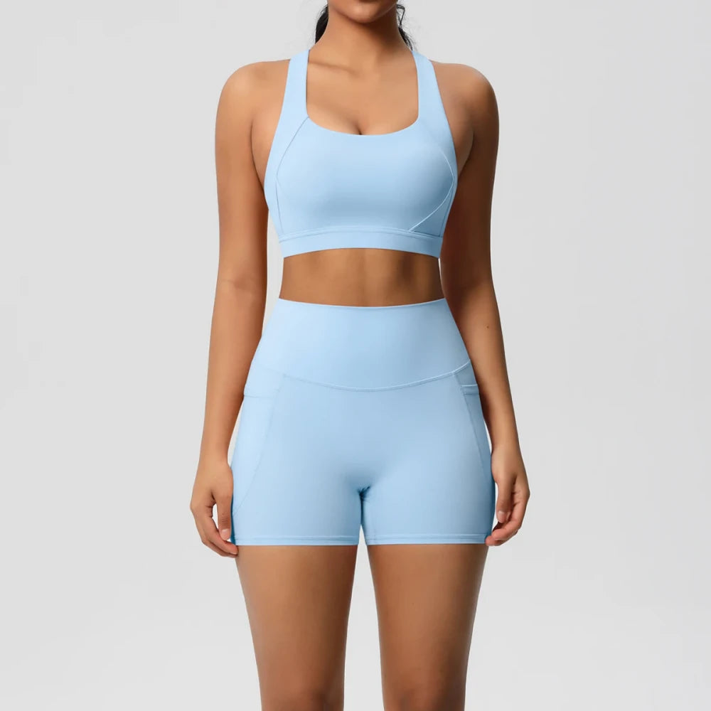 Crossover Bra and Leggings Sports Set