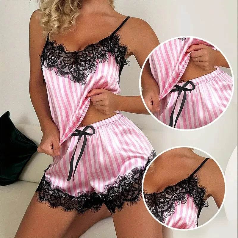 Lace V-Neck Pajama Set