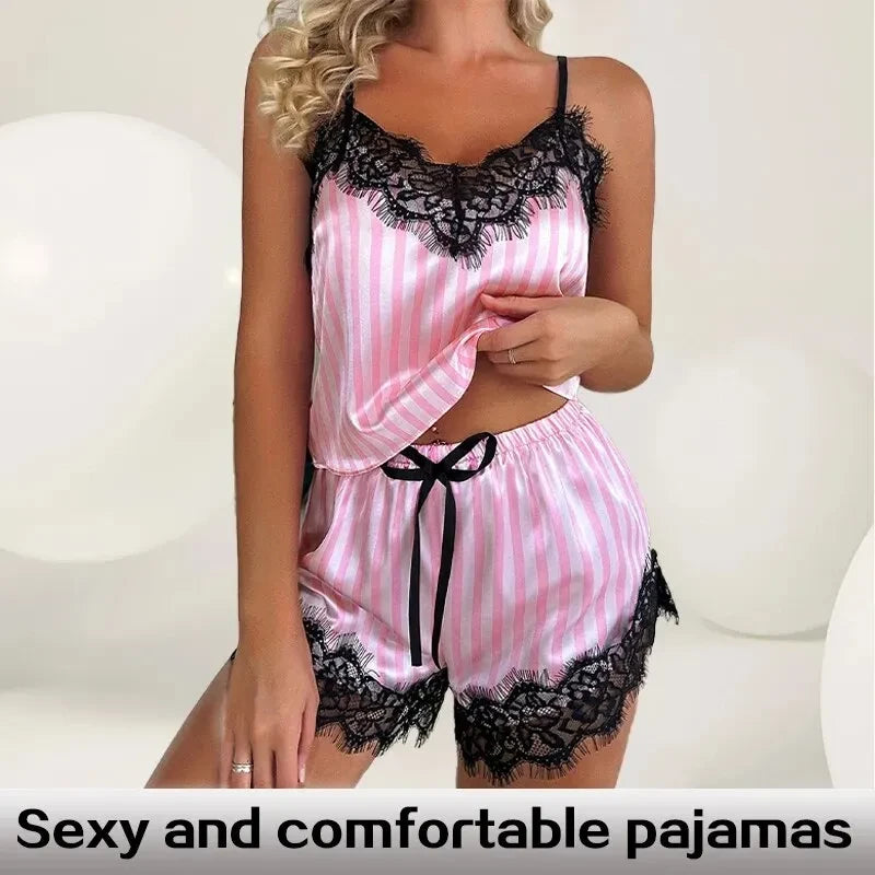 Lace V-Neck Pajama Set