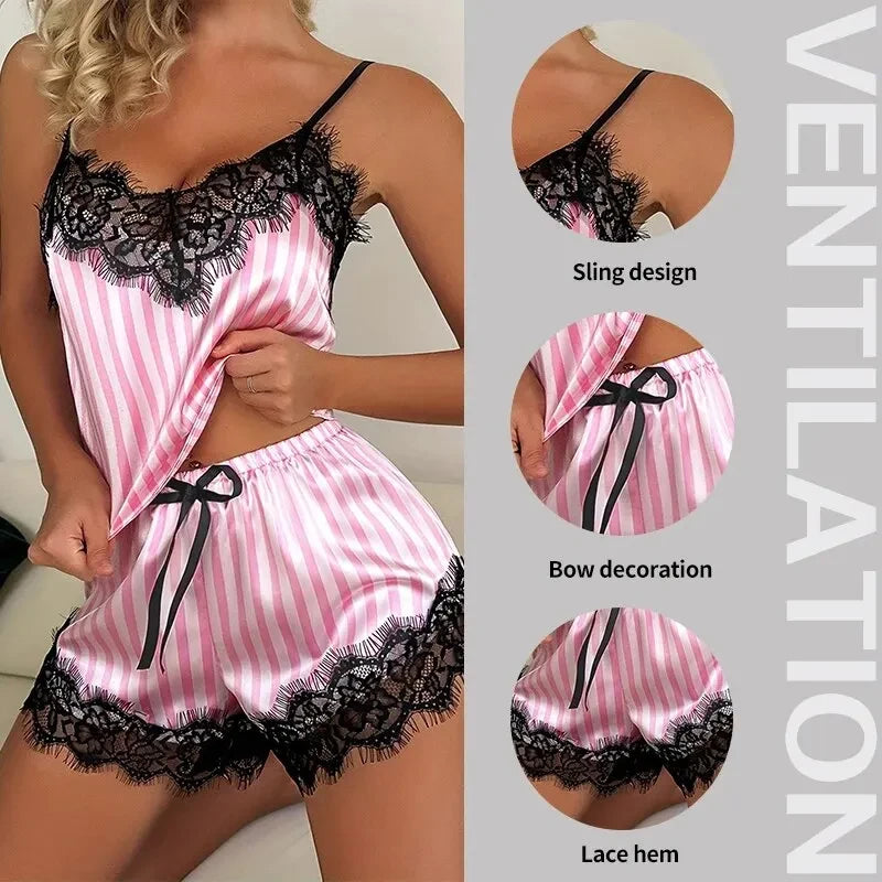 Lace V-Neck Pajama Set