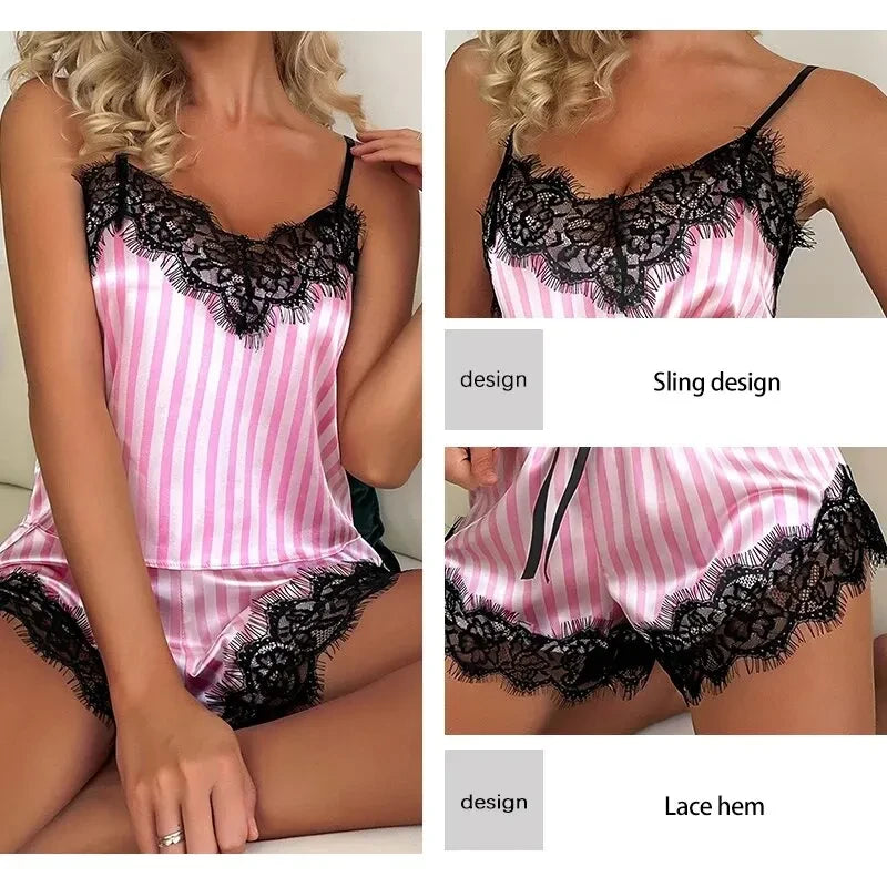 Lace V-Neck Pajama Set